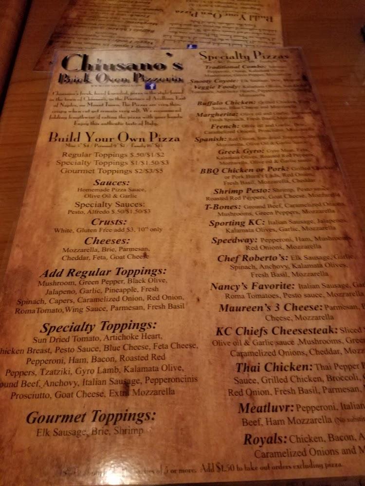 Chiusano's Brick Oven Pizzeria Menu image 1